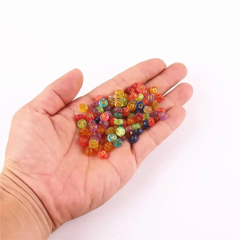 4*7MM Transparent Colored Gold Letter Acrylic Beads for DIY Jewelry Bracelet Necklace Keychain Making Zoe DIY Wholesale