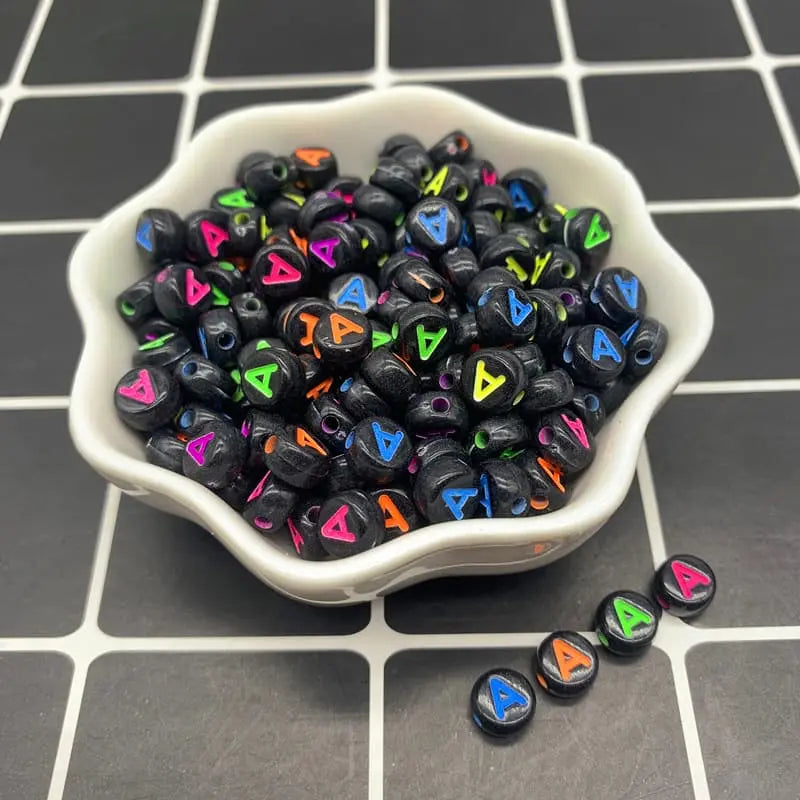 4*7MM White Background Colorful Acrylic Letter Beads For Making Bracelets Jewelry Making Zoe DIY Wholesale