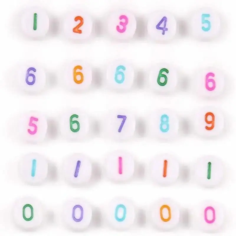 4*7MM White Background Colorful Acrylic Number Beads for DIY Jewellery Making (Necklaces and Bracelets) Zoe DIY Wholesale