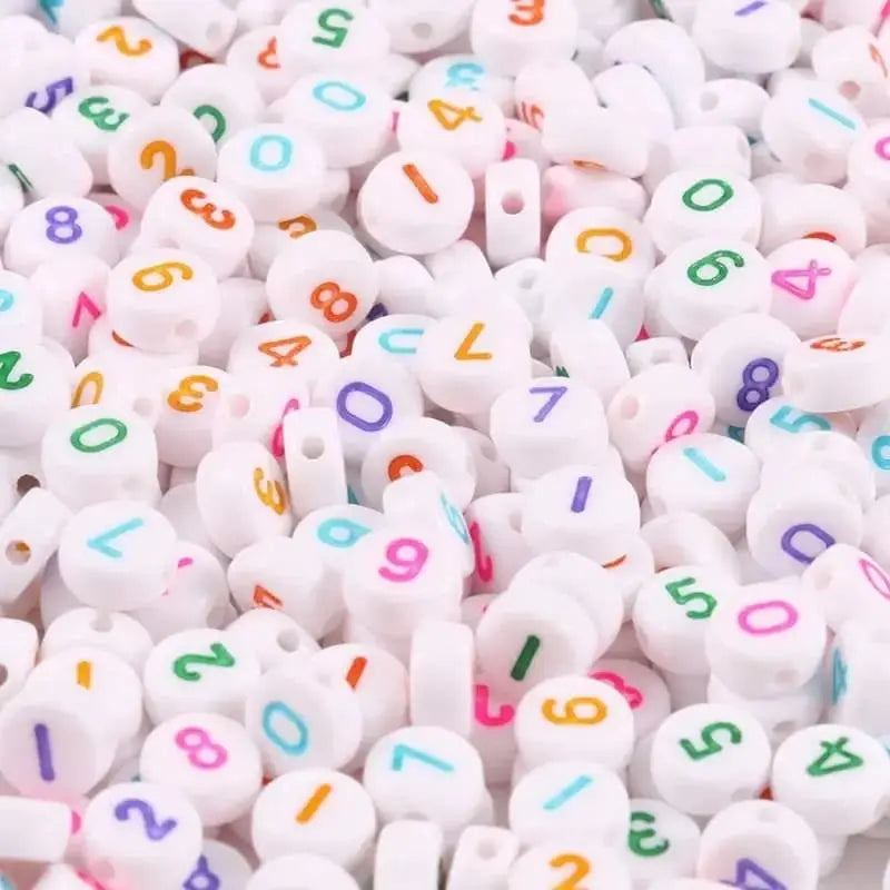 4*7MM White Background Colorful Acrylic Number Beads for DIY Jewellery Making (Necklaces and Bracelets) Zoe DIY Wholesale