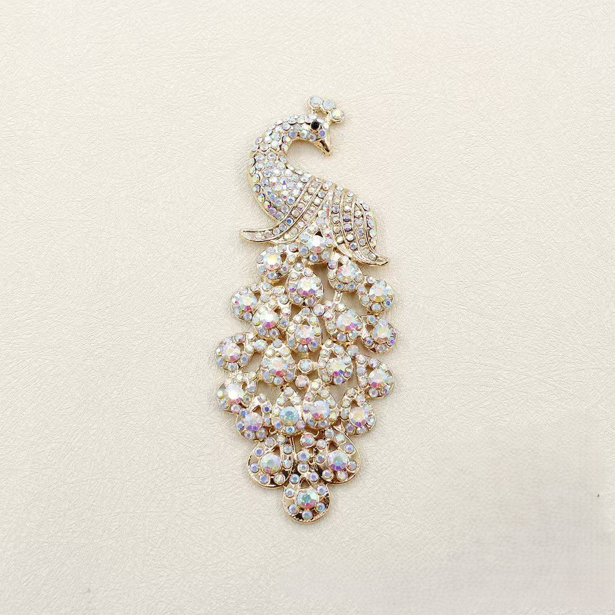 FS5323- Alloy Inlaid With Diamonds Colorful Peacock Metal Patch