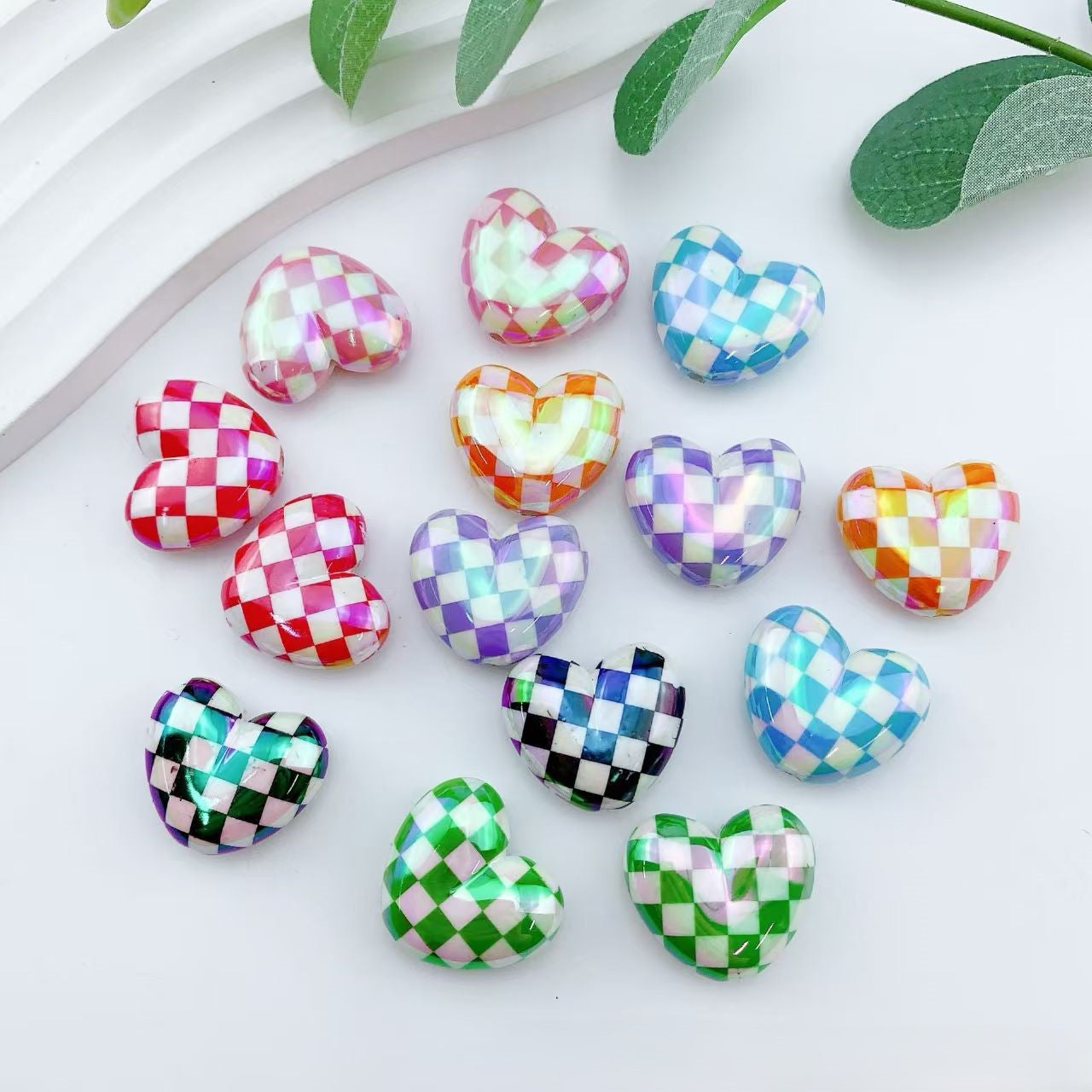 FS2055- Uv Heart Grid Resin Beads