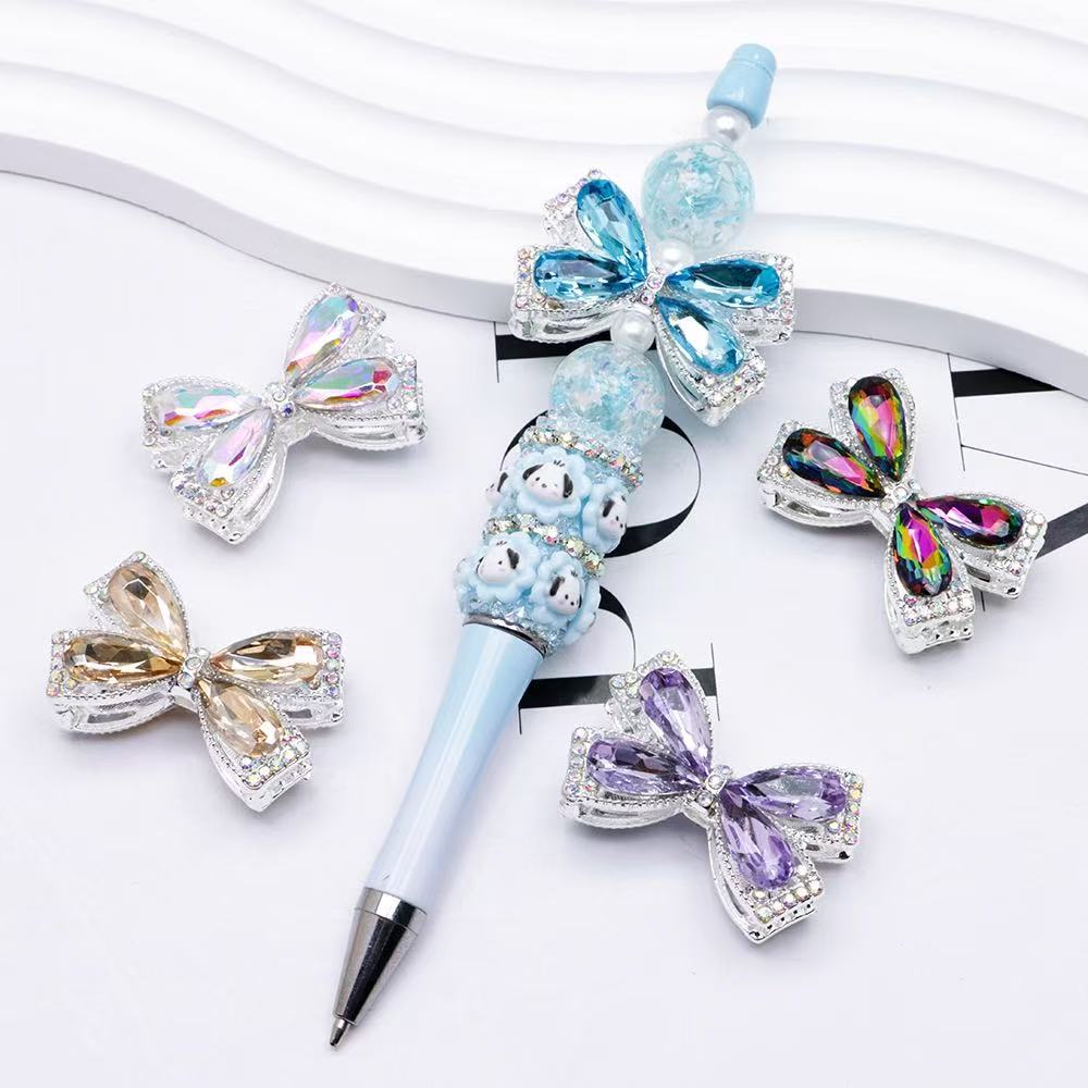 FS4850-About 27×34cm Crystal Glass Rhinestone Bow Metal Beads