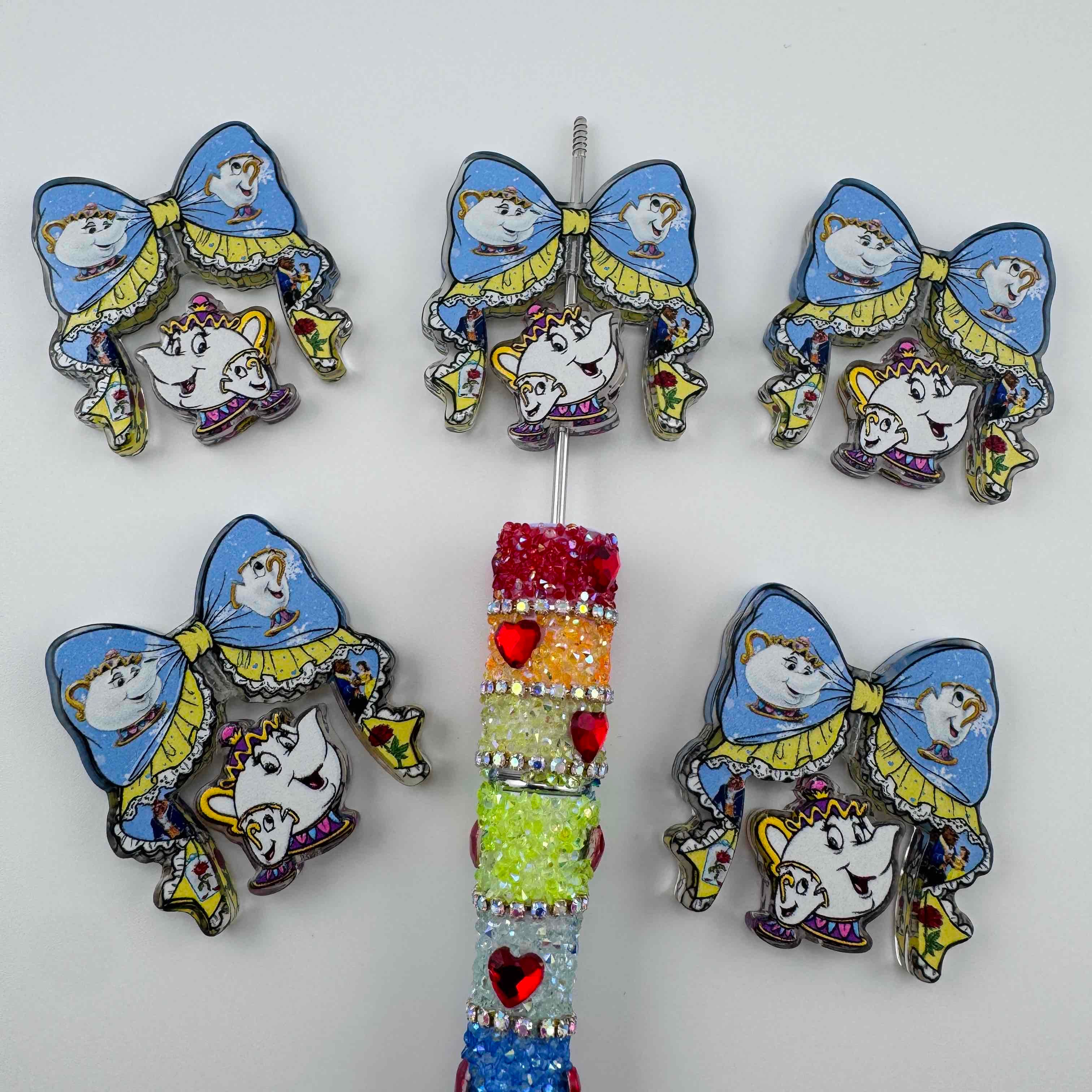 FS20257-Beauty and the Beast Mrs Potts Chip Bow Acrylic Beads