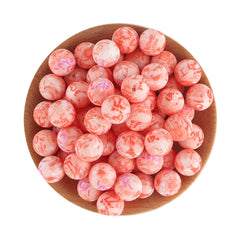 Pink White Swirl LOVE Heart Letter Printed Silicone Beads,15mm