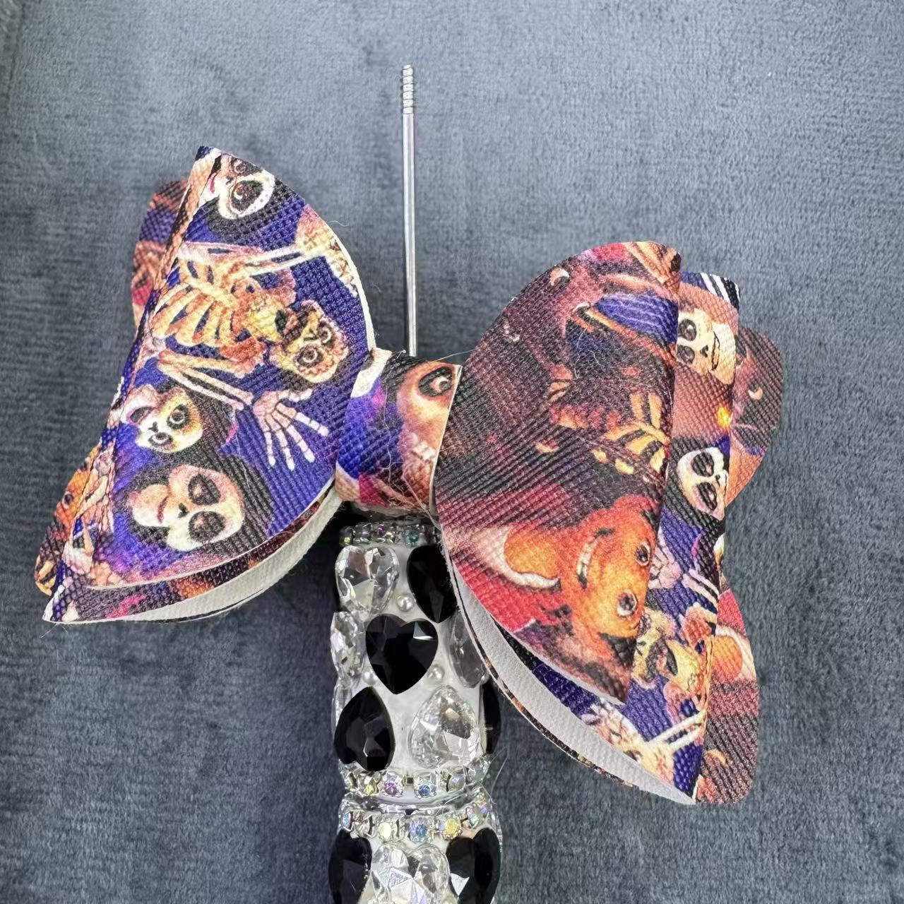 Movie Printed 3D Double‑layer Tail Sugar Bow For Pen Toppers,Random Mix