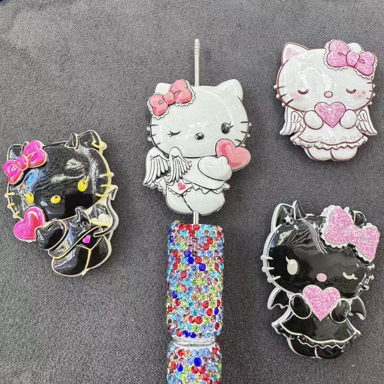 Glossy laminated Surface Angel Devil Hello Kitty Acrylic Figure Random Mix For Pen Or Keychain