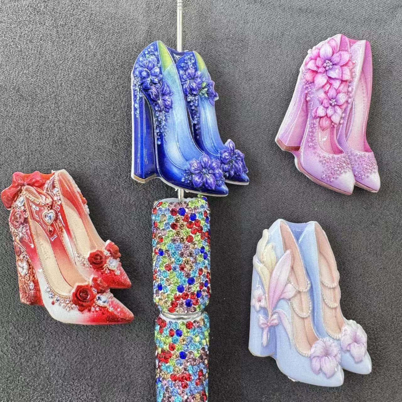 Floral High Heels Acrylic Random Mix Accessories For Pen ,Keychain
