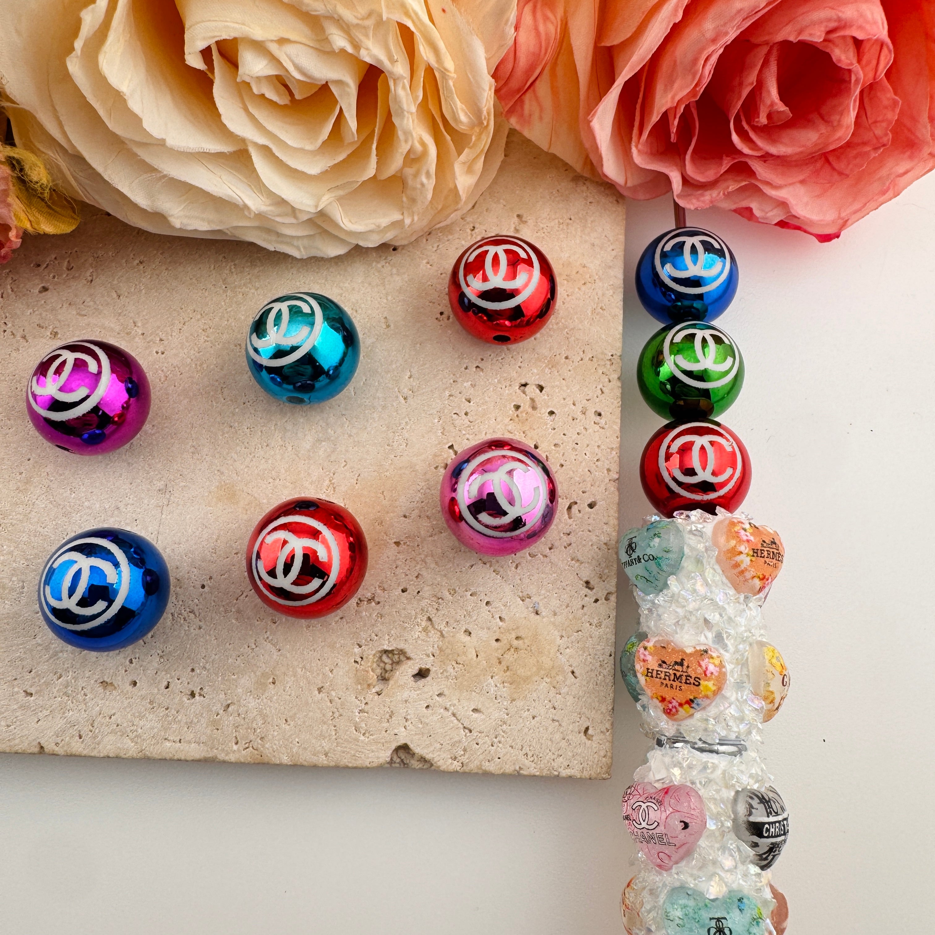 FS19349-About 16mm Metalic Looking Acrylic Beads