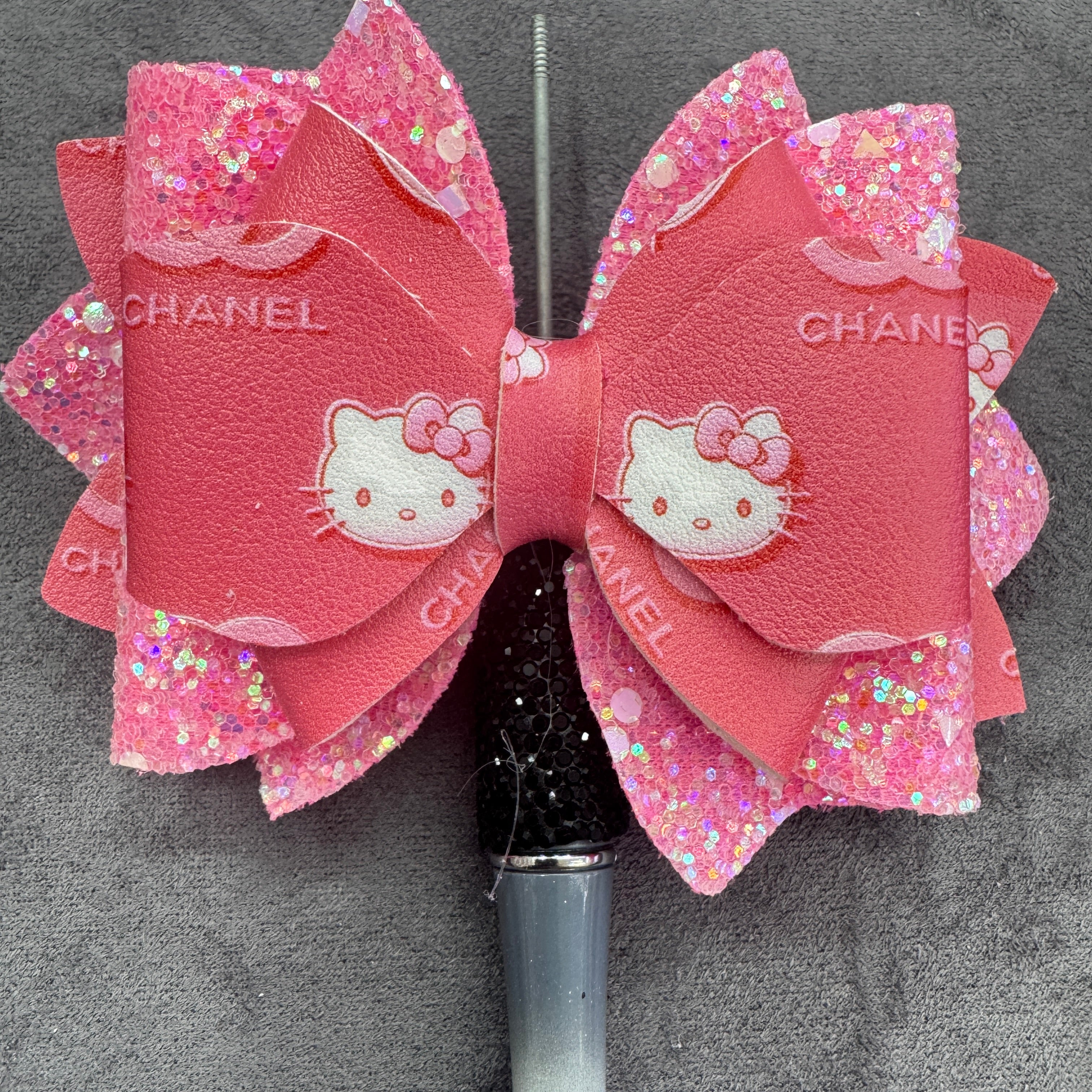 Cartoon Cat Printed Sequin Double-Sided Sugar Bow Beads for Bead Stringing Pens