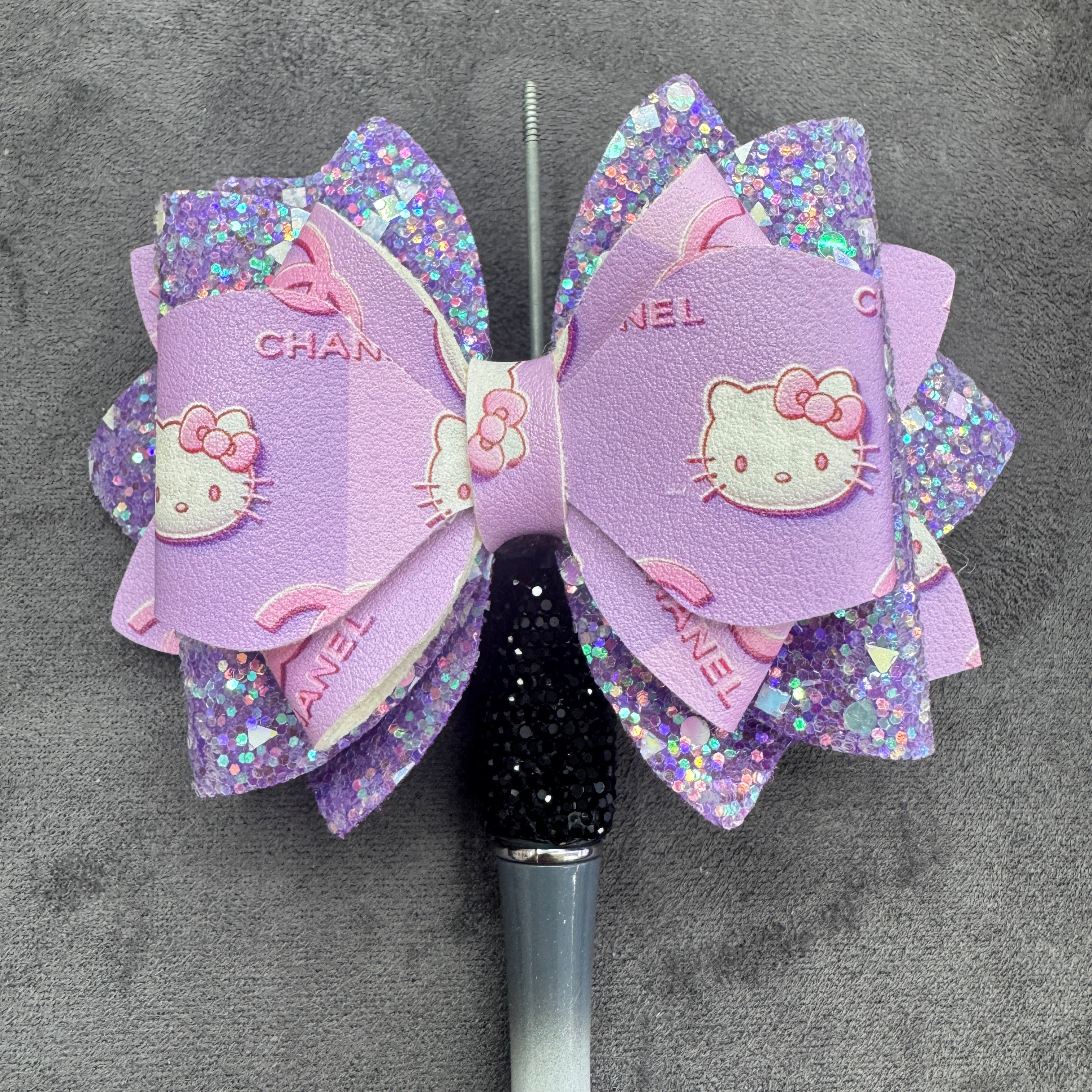 Cartoon Cat Printed Sequin Double-Sided Sugar Bow Beads for Bead Stringing Pens
