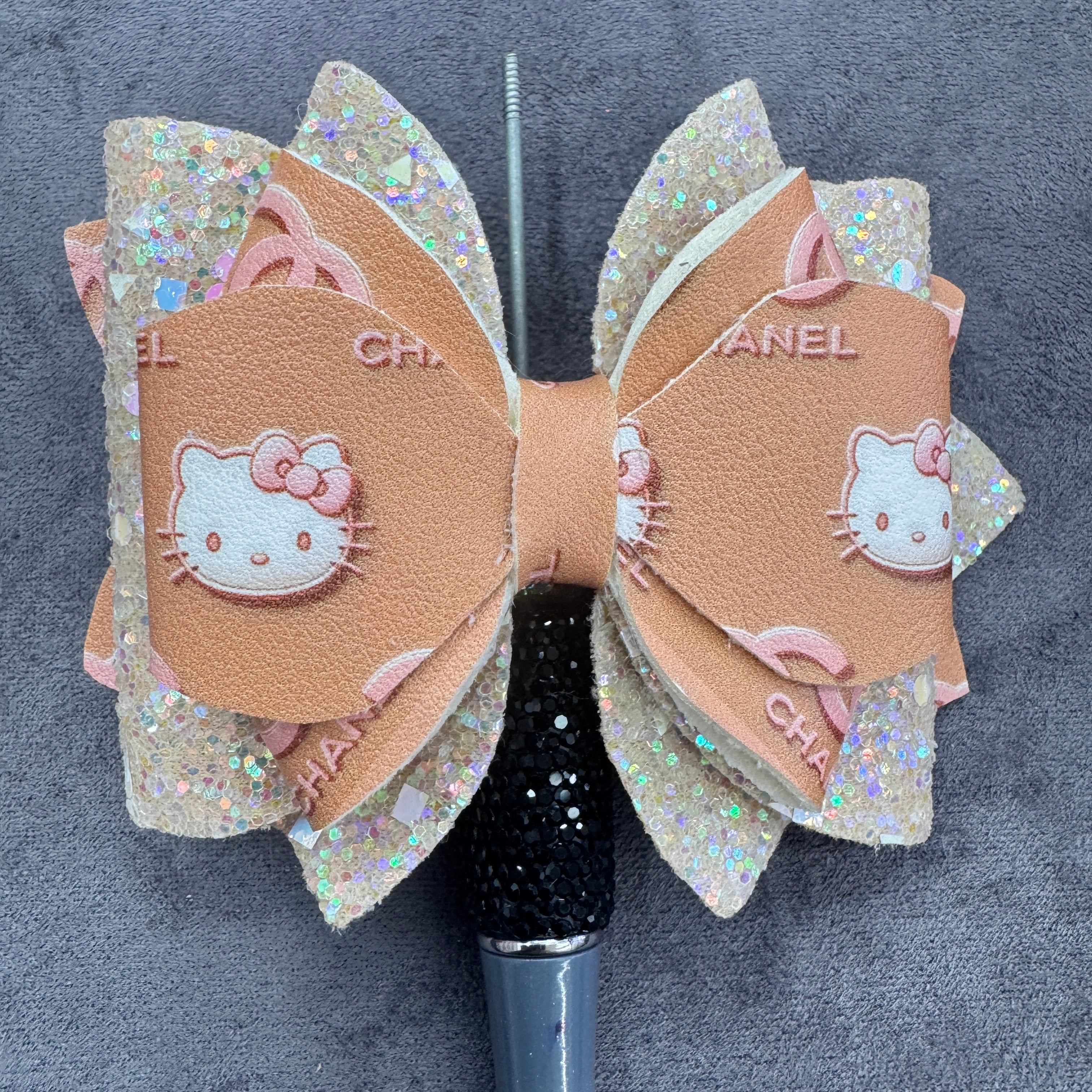 Cartoon Cat Printed Sequin Double-Sided Sugar Bow Beads for Bead Stringing Pens
