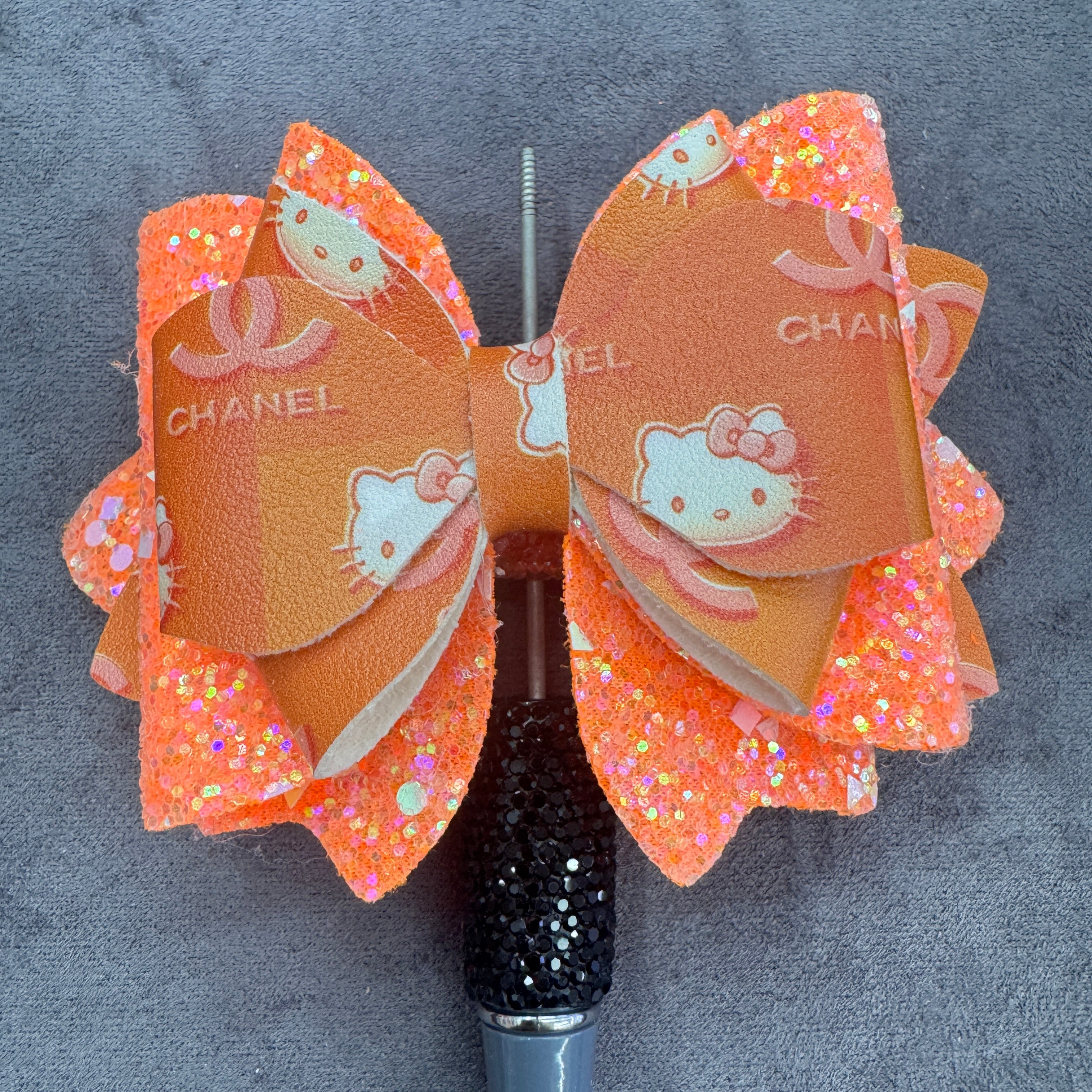 Cartoon Cat Printed Sequin Double-Sided Sugar Bow Beads for Bead Stringing Pens