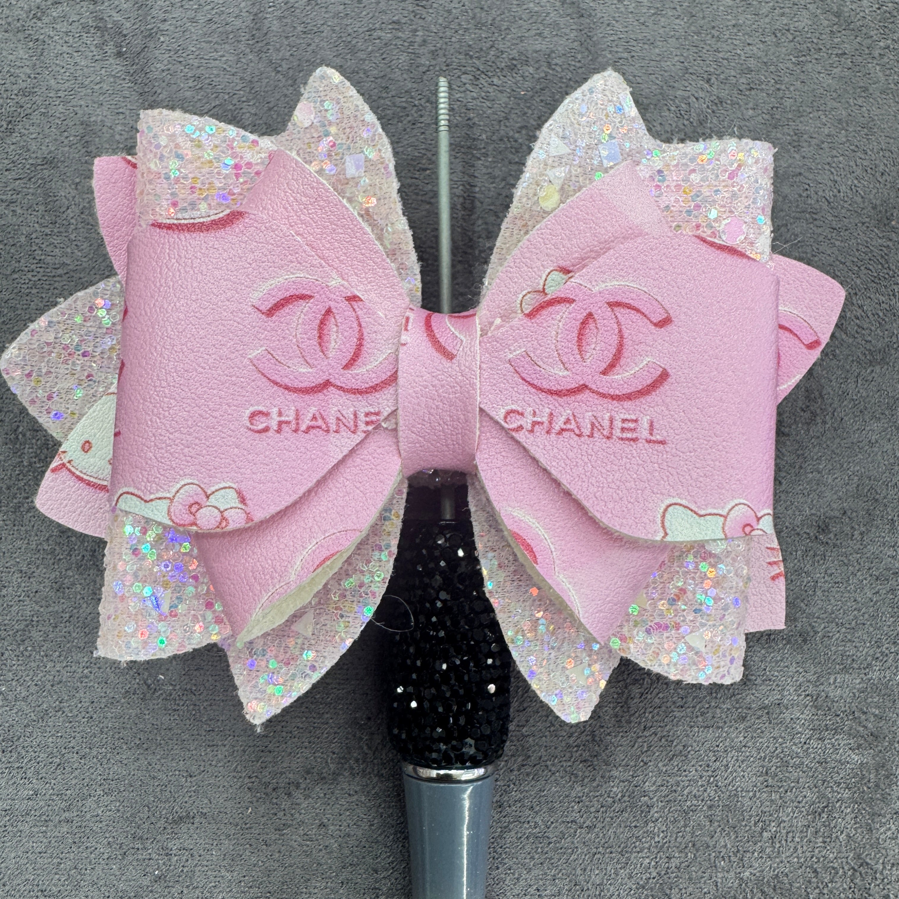 Cartoon Cat Printed Sequin Double-Sided Sugar Bow Beads for Bead Stringing Pens