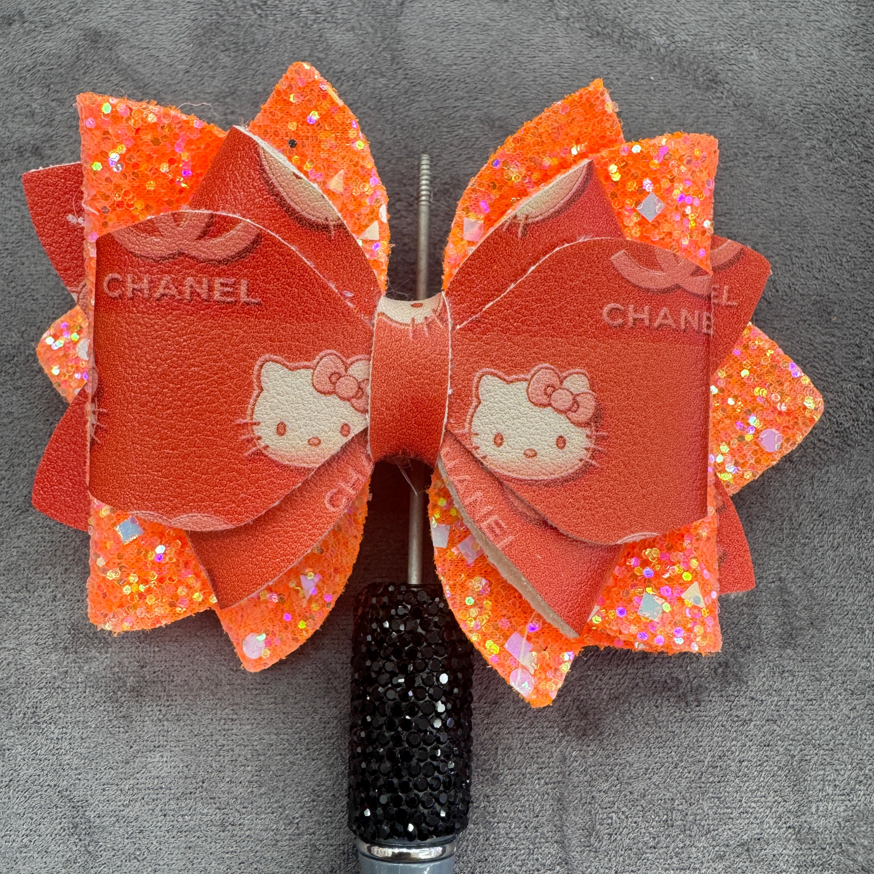 Cartoon Cat Printed Sequin Double-Sided Sugar Bow Beads for Bead Stringing Pens