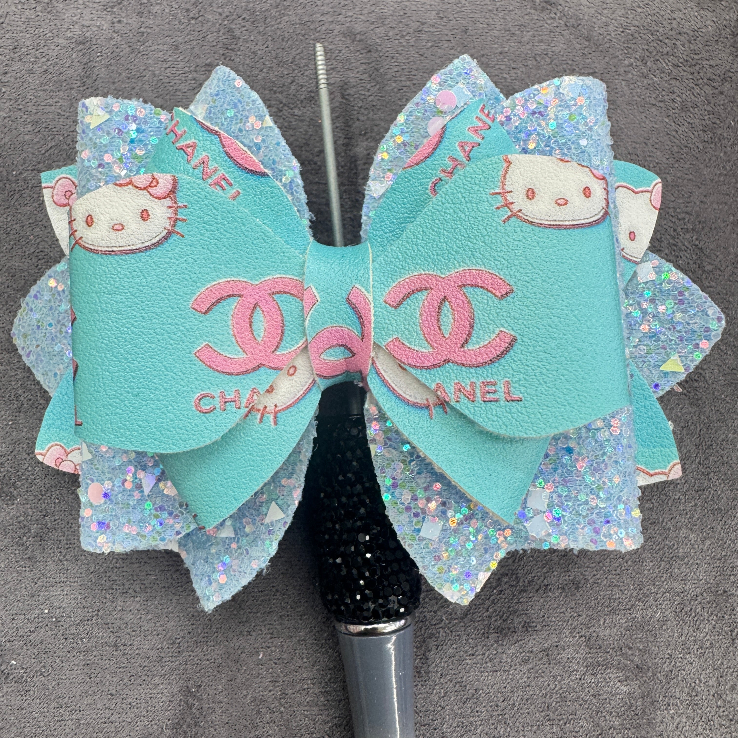 Cartoon Cat Printed Sequin Double-Sided Sugar Bow Beads for Bead Stringing Pens