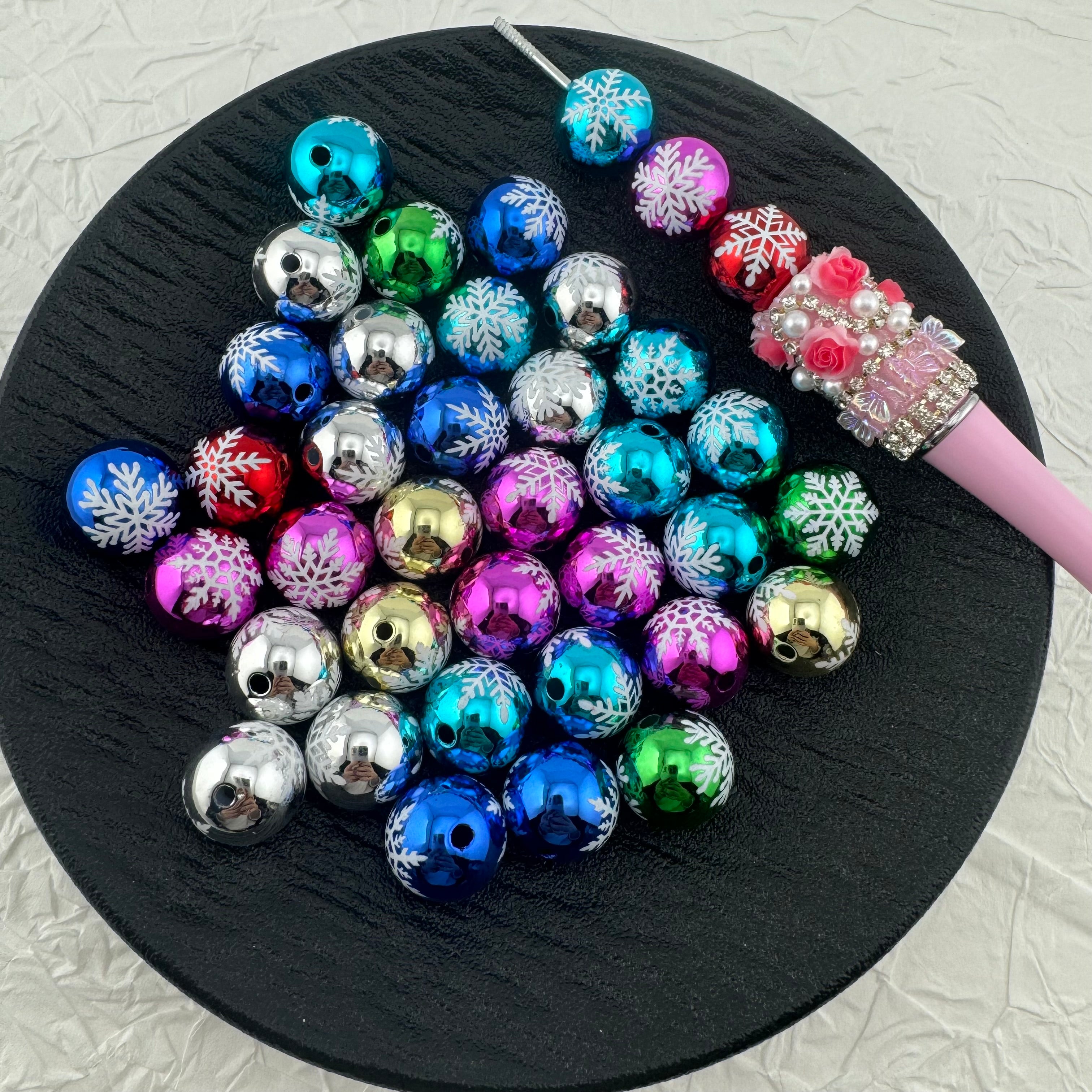 FS2253-16 MM Random Mixed Color Metalic UV Shiny Acrylic Beads Fit For Beadable Pens