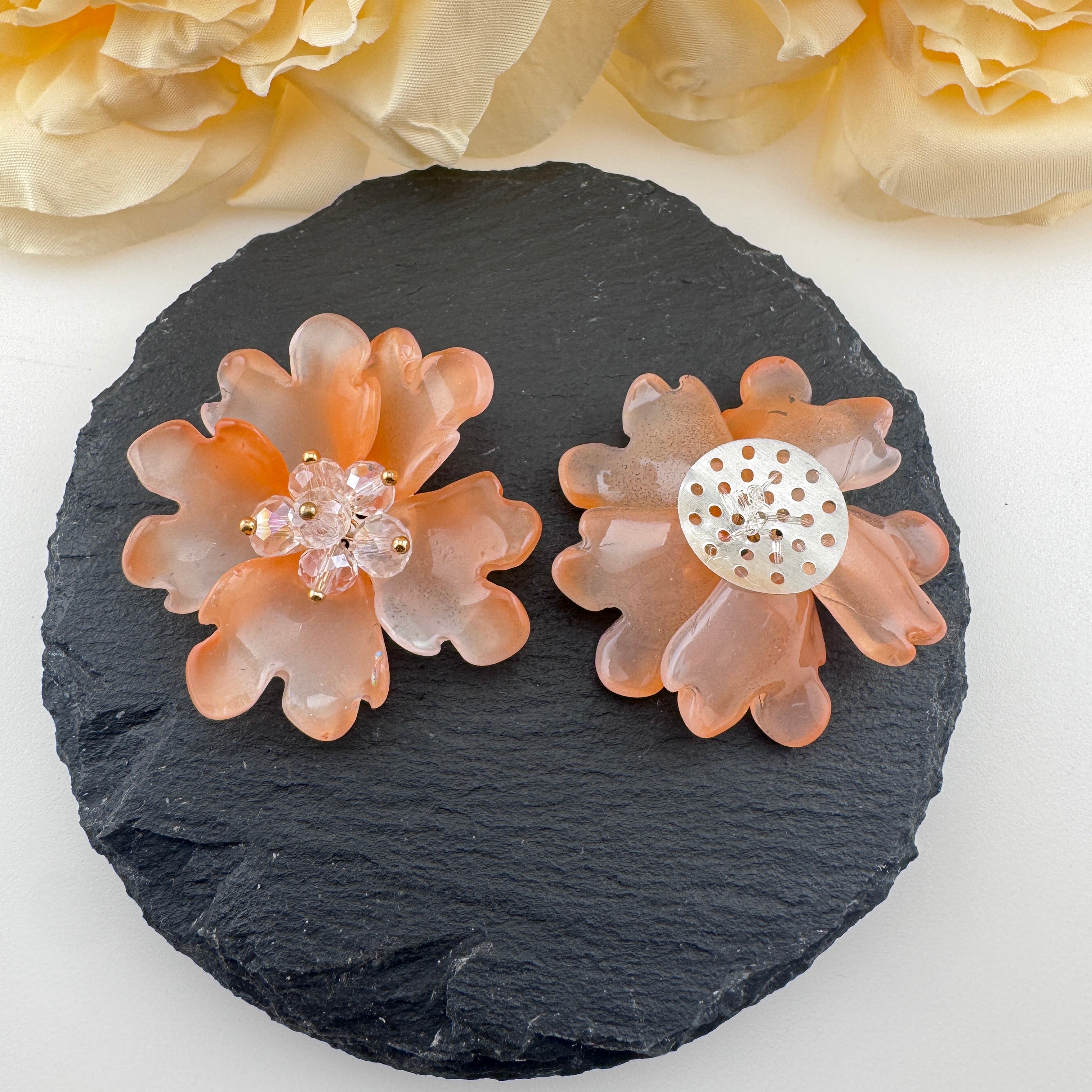 FS6928-About 36mm Glass Flower Patch For Making Fancy Beads