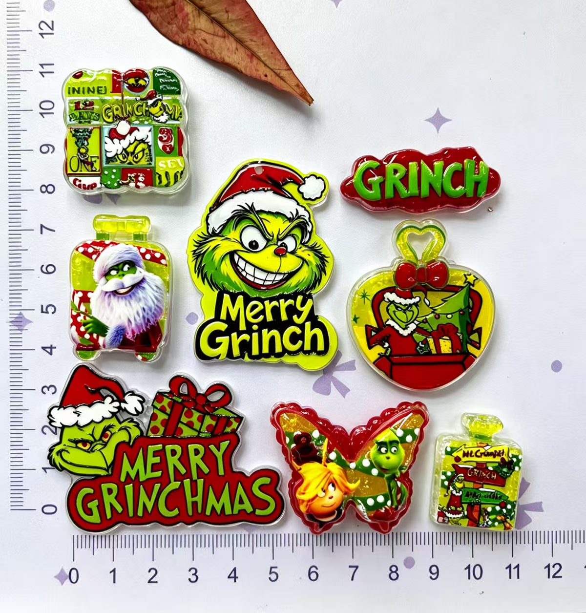 Christmas Green Monster Character Series Acrylic for Charms or Pendants,Random Mix