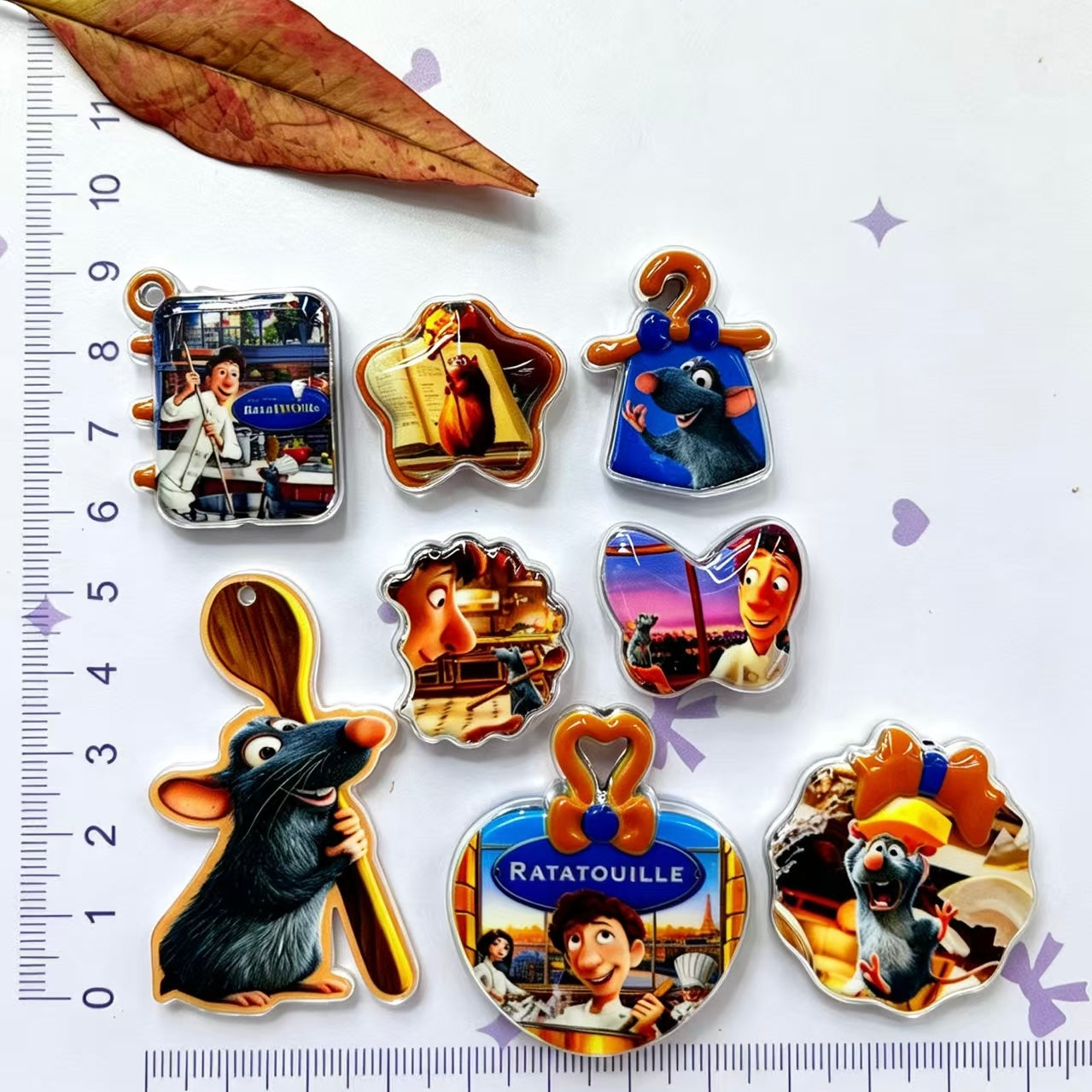 Acrylic Charms Cartoon Food Kitchen Themed Graphic Prints, Random Mix