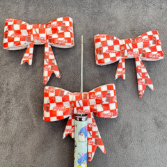 Silicone Focal Beads Soft Bowtie with Coca‑Cola Prints
