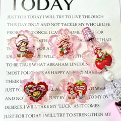 Acrylic Focal Beads Flower Shaped Cute Berry Girl Printed,For Beadable Pens,Random Mix
