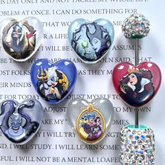 Acrylic Focal Beads Heart Shaped Dark Cartoon Character Graphic Prints, Random Mix For Beadable Pens