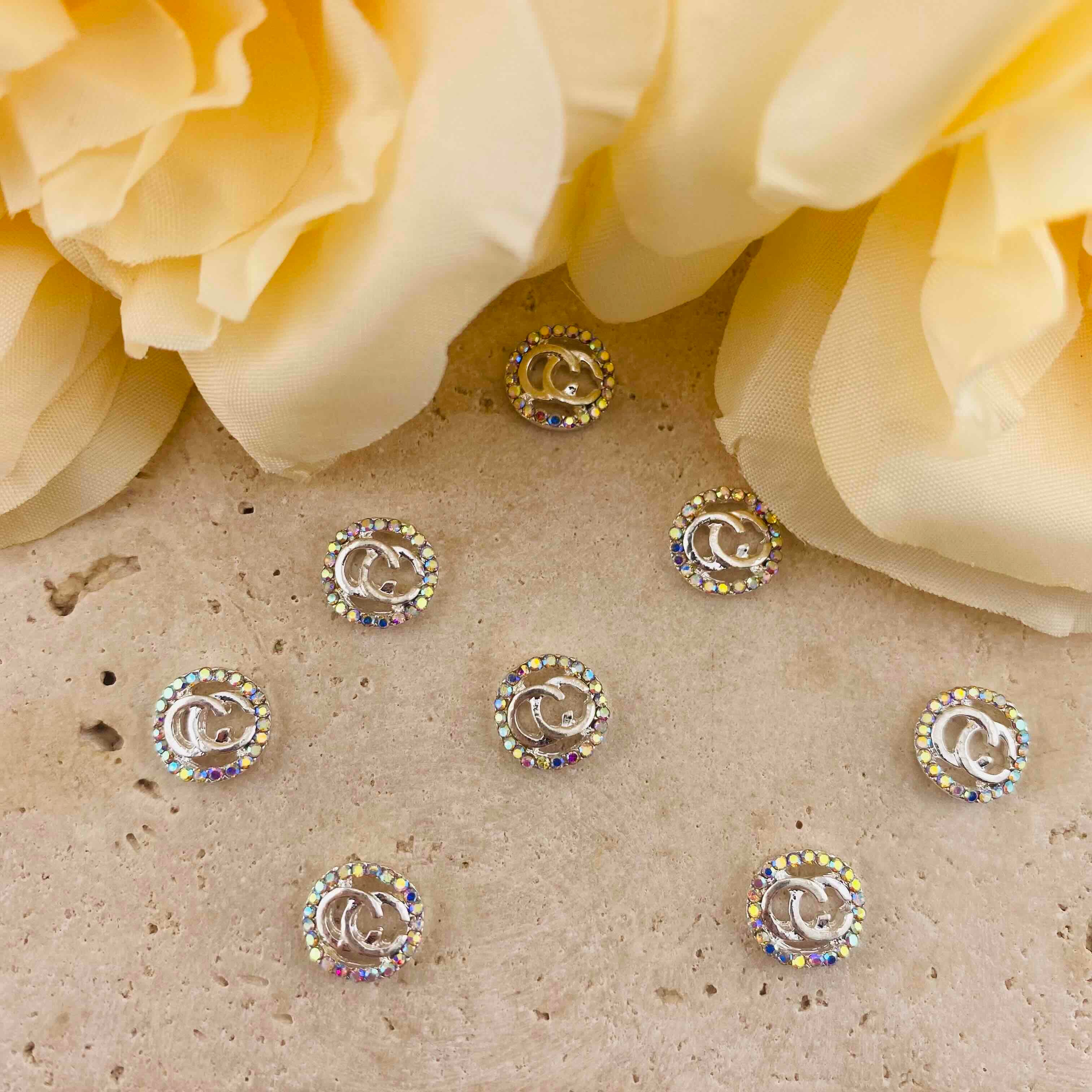 PP20060-About 9mm GG Rhinestone Metal Nail Charms