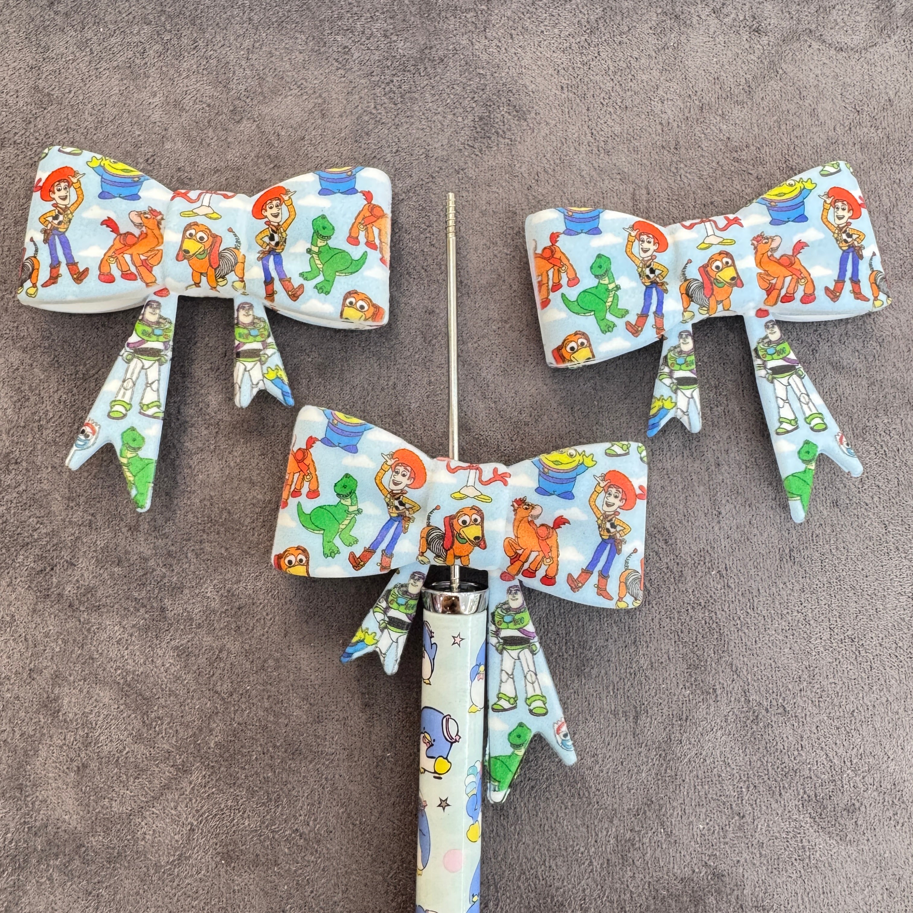 Silicone Focal Beads 3D Bowtie Shape with Toy Story Prints