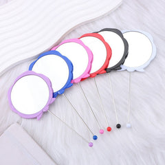 DIY Beadable Rose Flower Shape Mirror Hand-Held Make Up Mirror in Solid Color