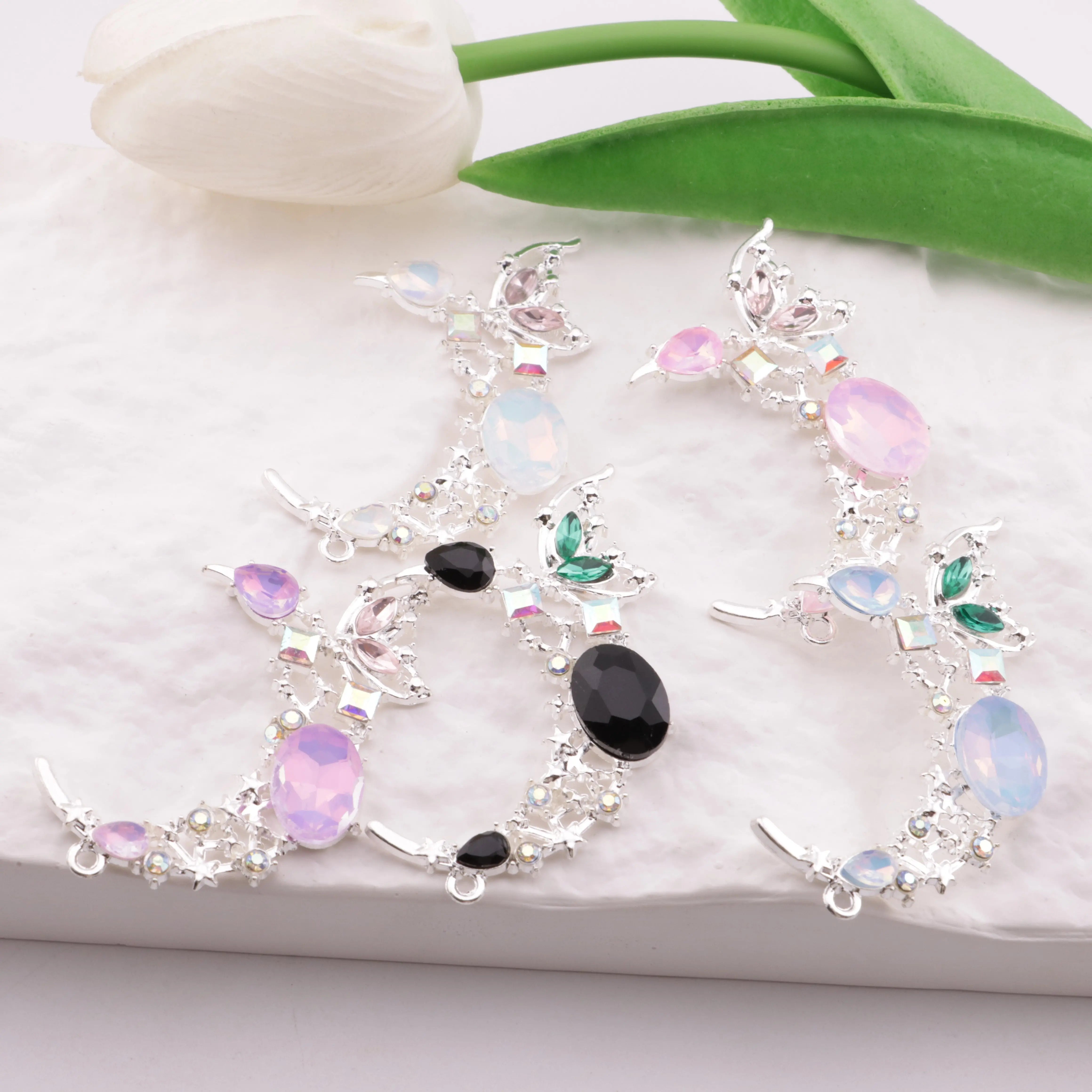 55×33mm Butterfly Moon Metal Beads Butterfly Moon Metal Patches Zoe's DIY Shop