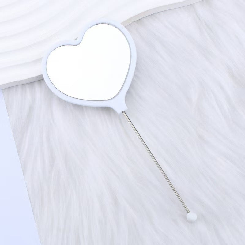 Heart-shaped DIY Beadable Handheld Makeup Mirror,Multi-Color