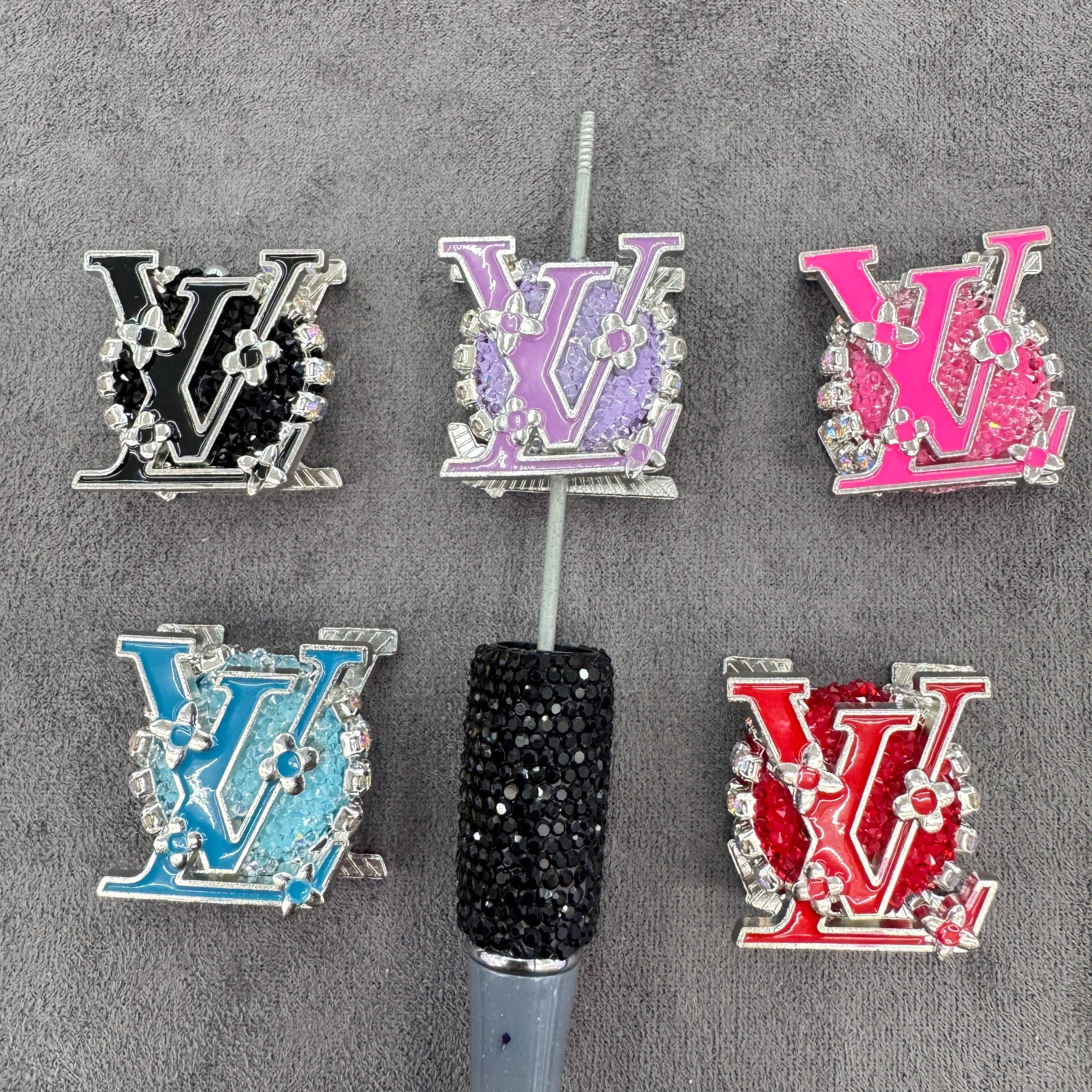 Multi‑color Letter Rhinestone Metal Sugar Beads,27×27mm