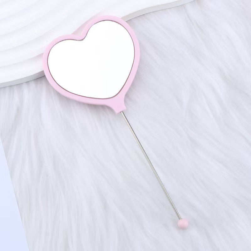 Heart-shaped DIY Beadable Handheld Makeup Mirror,Multi-Color