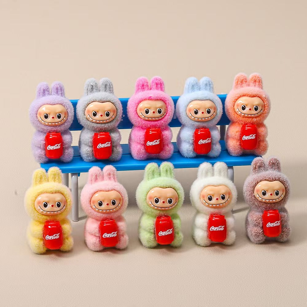 FS5483- Labubu Flocked Coca-Cola Perforated Resin Beads
