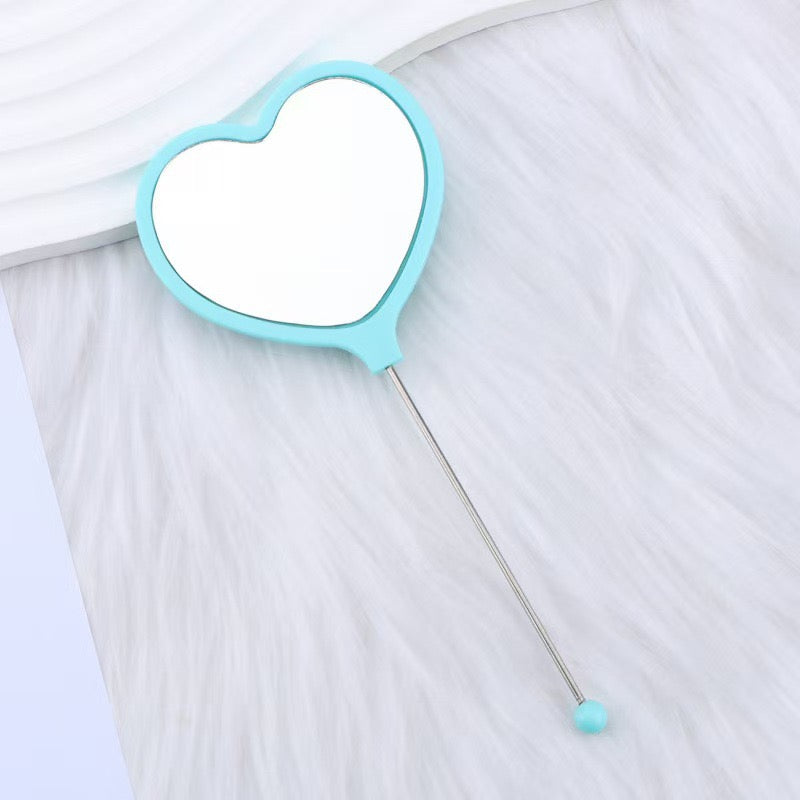 Heart-shaped DIY Beadable Handheld Makeup Mirror,Multi-Color