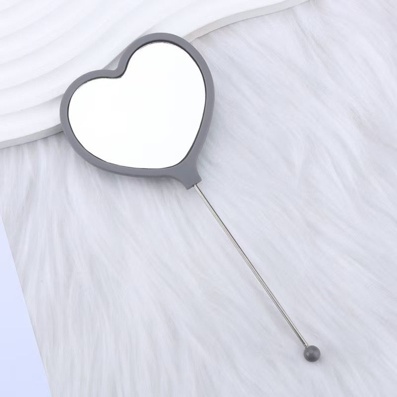 Heart-shaped DIY Beadable Handheld Makeup Mirror,Multi-Color