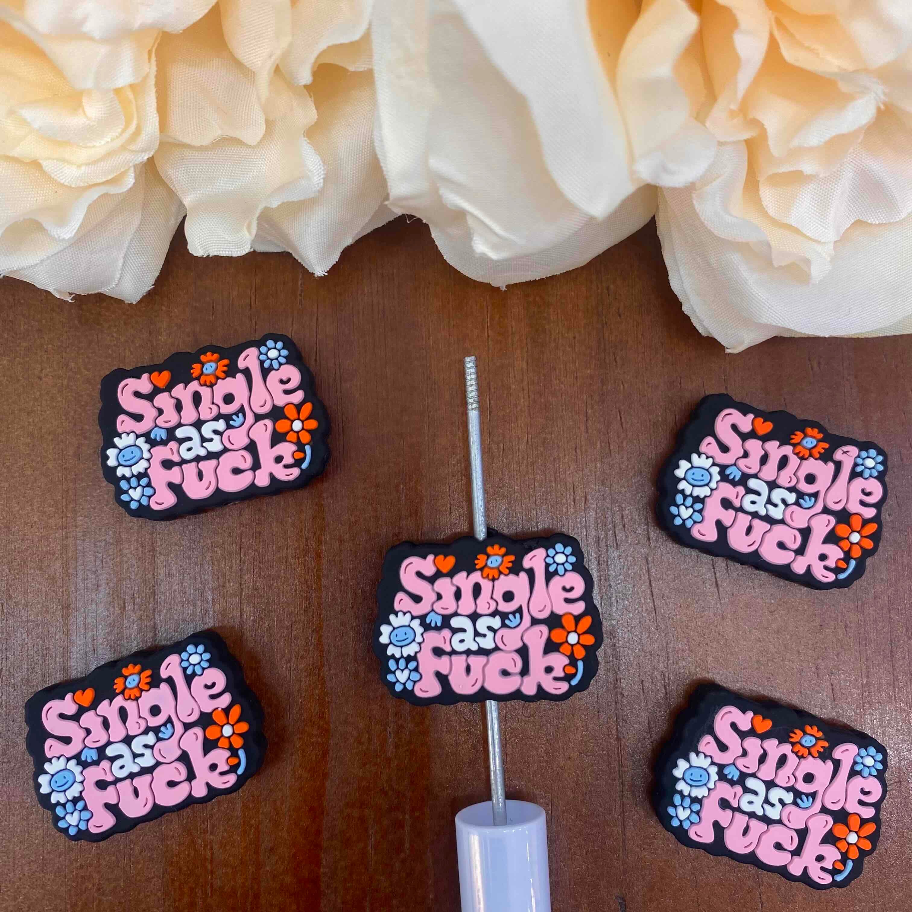 FS20378-Phrase Flat Silicone Focal Beads