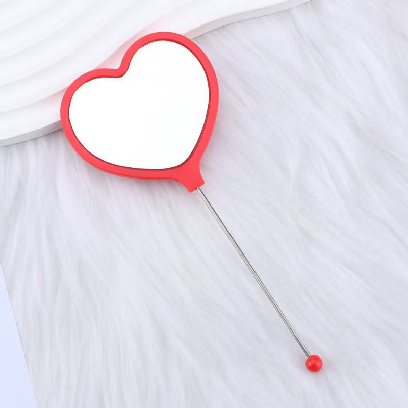 Heart-shaped DIY Beadable Handheld Makeup Mirror,Multi-Color