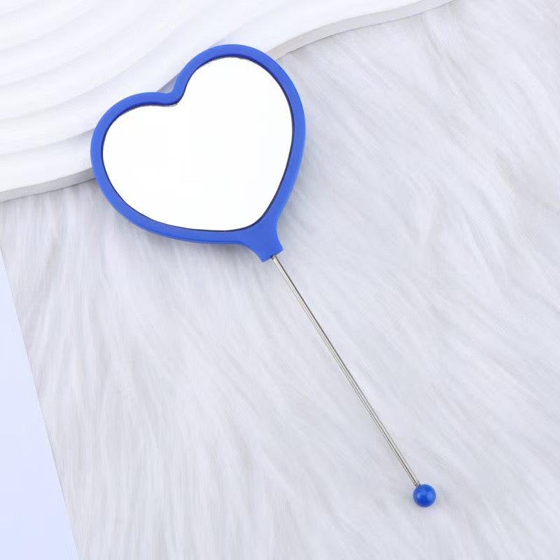 Heart-shaped DIY Beadable Handheld Makeup Mirror,Multi-Color