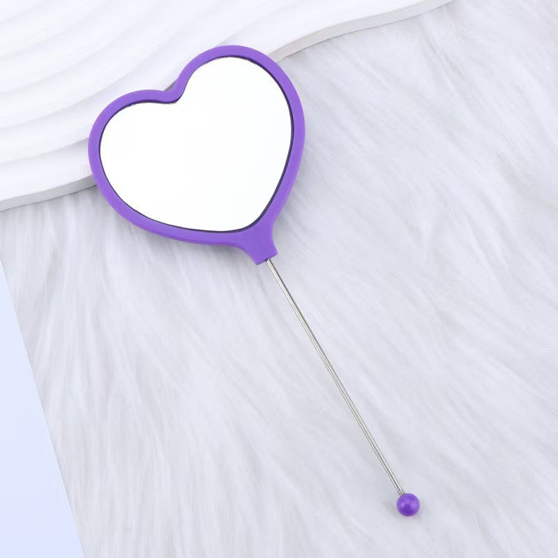 Heart-shaped DIY Beadable Handheld Makeup Mirror,Multi-Color