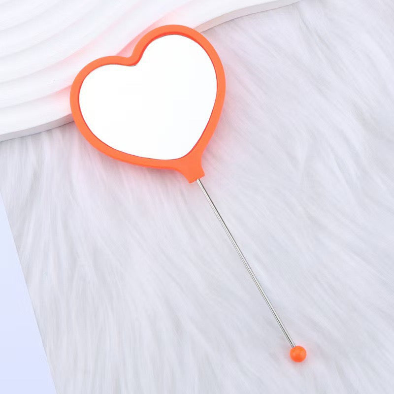Heart-shaped DIY Beadable Handheld Makeup Mirror,Multi-Color