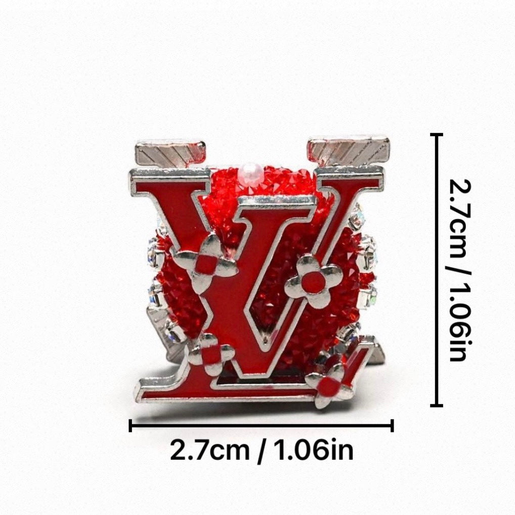 Multi‑color Letter Rhinestone Metal Sugar Beads,27×27mm