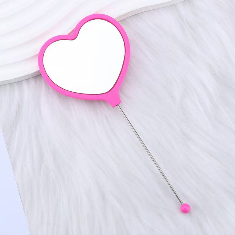 Heart-shaped DIY Beadable Handheld Makeup Mirror,Multi-Color