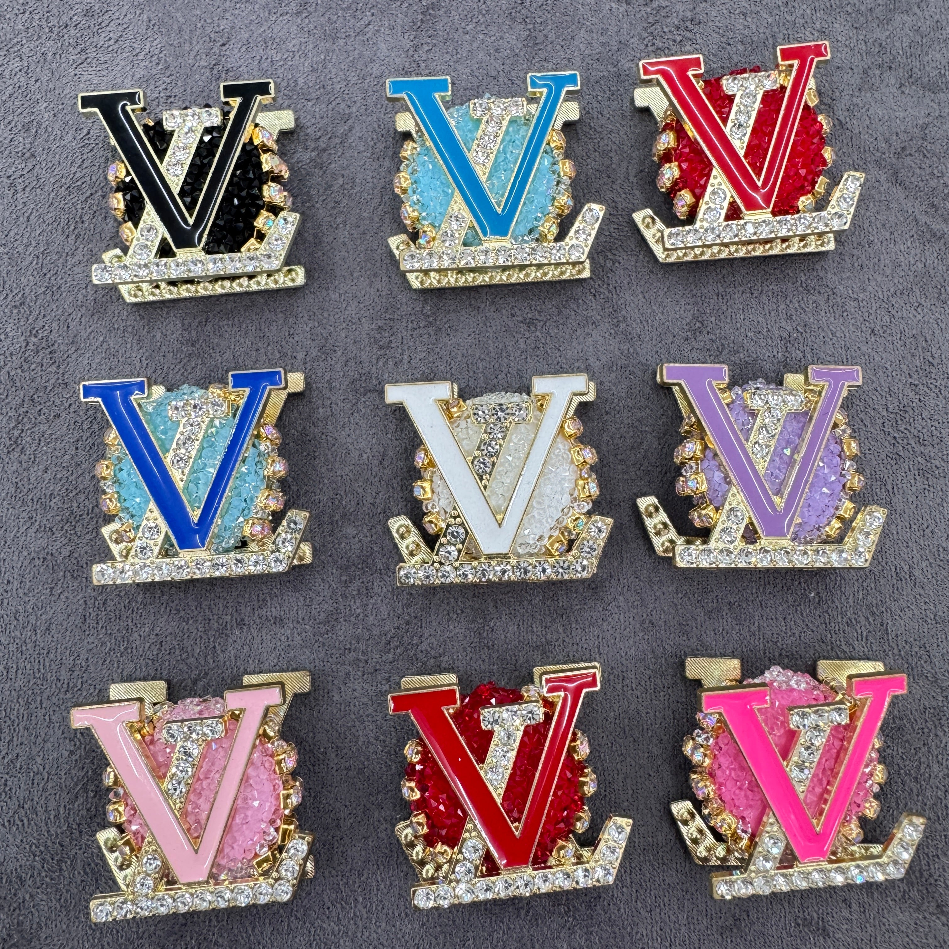 Multi‑color Gold‑Tone Letter Rhinestone Metal Sugar Beads,About 27×27mm