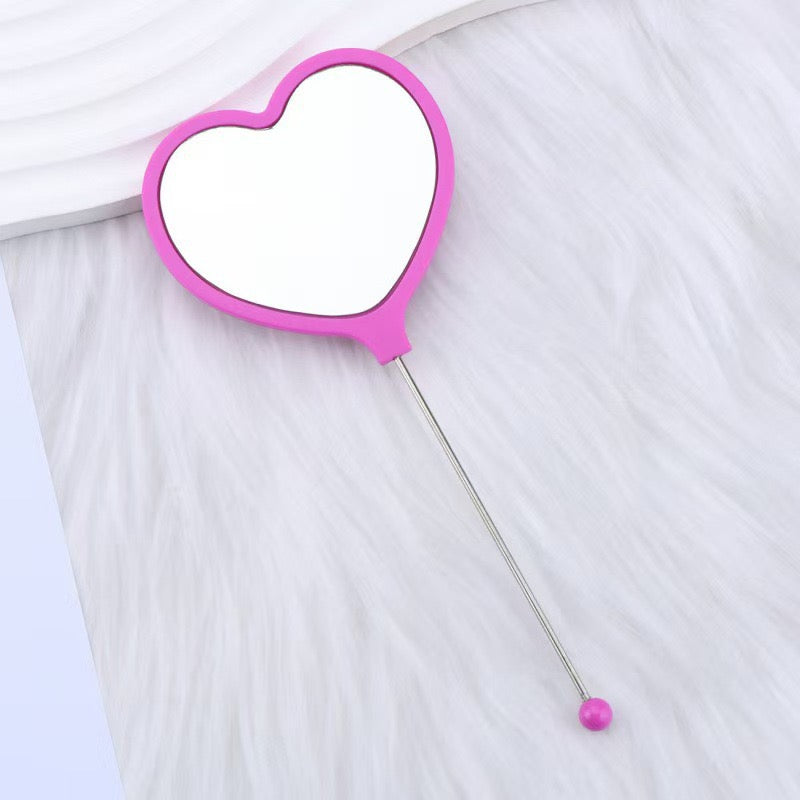 Heart-shaped DIY Beadable Handheld Makeup Mirror,Multi-Color