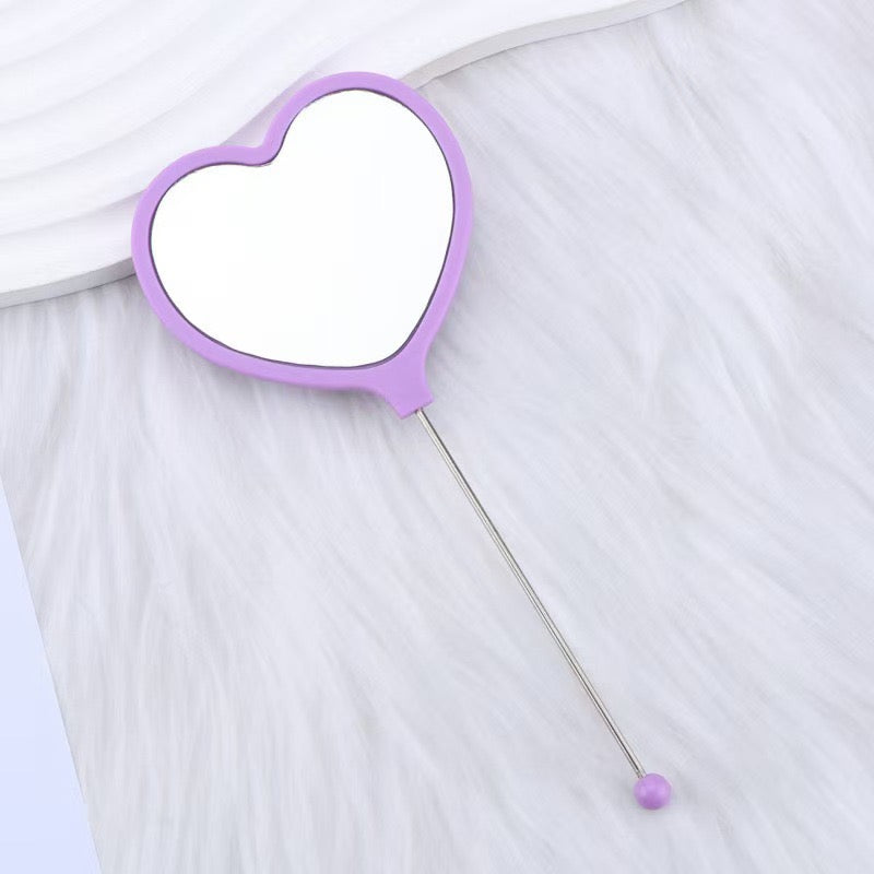 Heart-shaped DIY Beadable Handheld Makeup Mirror,Multi-Color