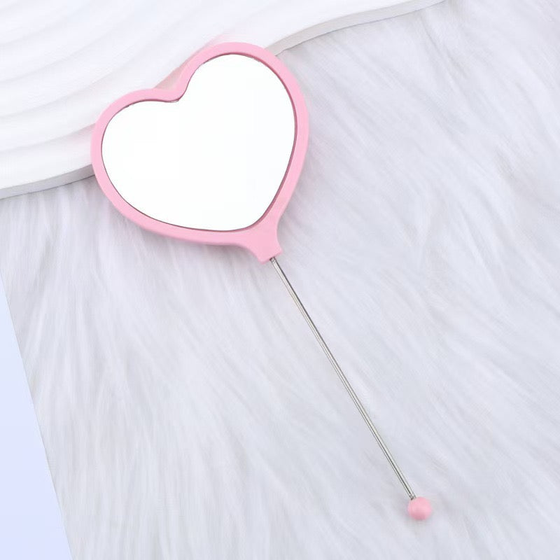 Heart-shaped DIY Beadable Handheld Makeup Mirror,Multi-Color