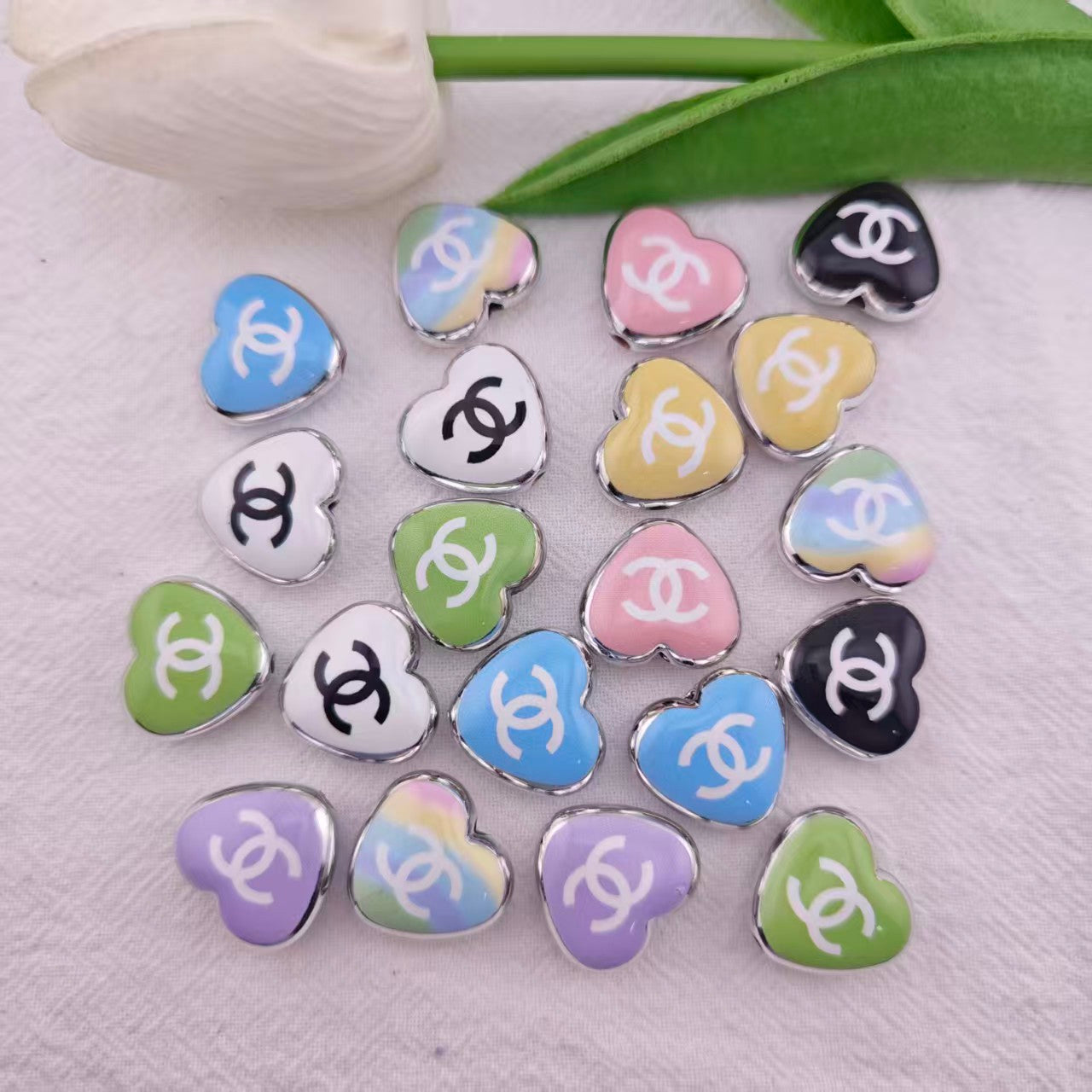 FS6347- 17×19mm Heart-shaped CC Acrylic Printed Beads Zoe's DIY Shop