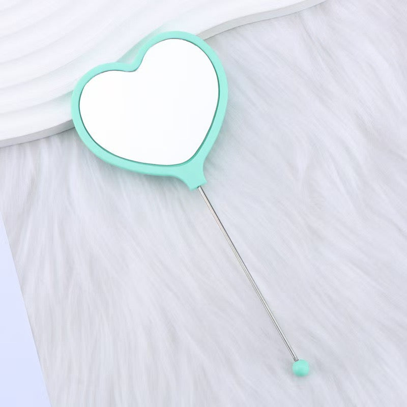 Heart-shaped DIY Beadable Handheld Makeup Mirror,Multi-Color